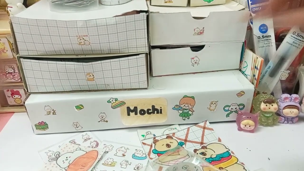 Gói hàng squishy sticker washitape cùng tui 
