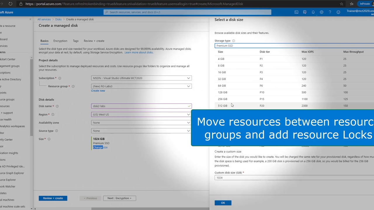 Create Azure resource groups, move resources, and create Azure resource Locks