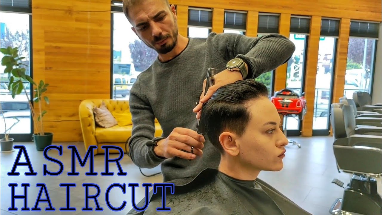 ASMR Relaxing Haircut - Professional Scissor Cut - Sleep Inducing - Real  Barber Shaving Sound