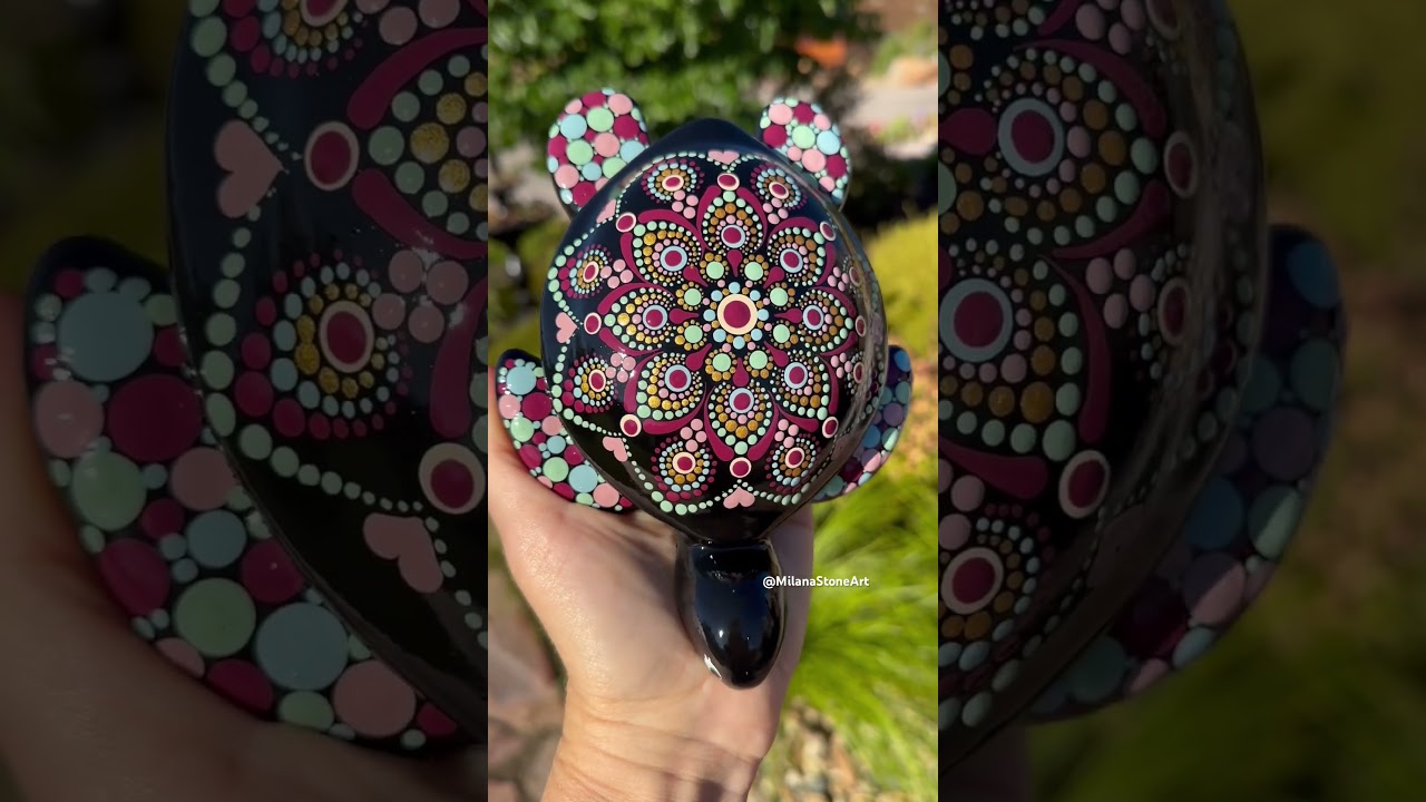 Mandala turtle stone #mandala #turtle #stone #art #painting #newcastle #workshop #class #diy #cute