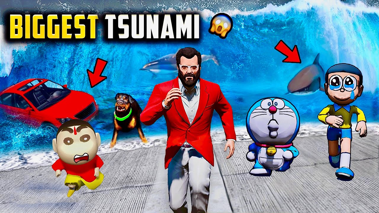 GTA 5 : Shinchan Surviving Tsunami😱😱Full Fun #gta5 #rampageboy #bommalu
