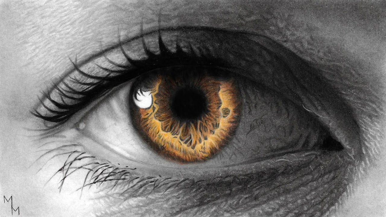 Drawing an Eye using Colored Pencil and Charcoal | Speed Drawing