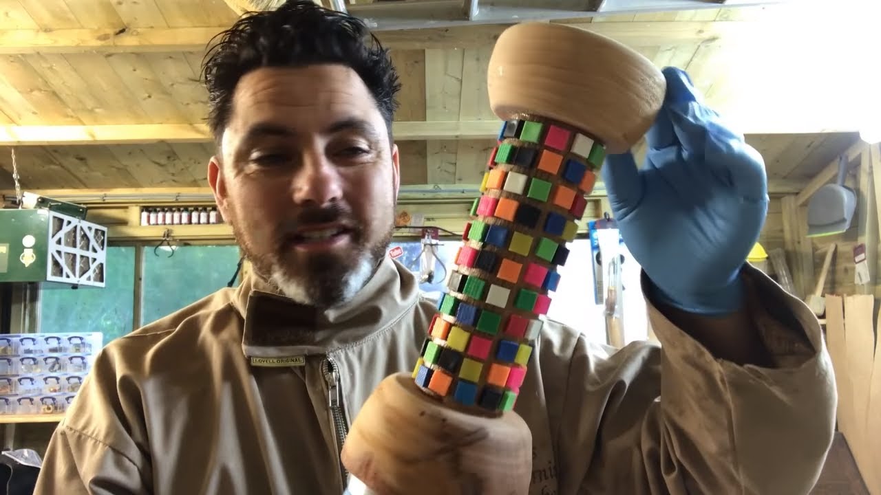 Woodturning - A Failed Pencil Vase- Turned Mosaic Vase