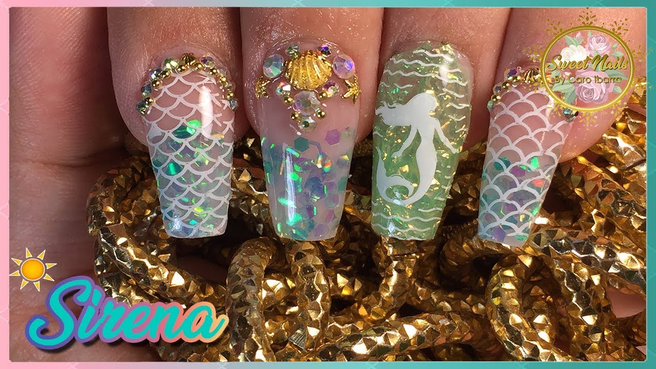 UÑAS de SIRENA con Encapsulado y Sellos / MERMAID Nail Art