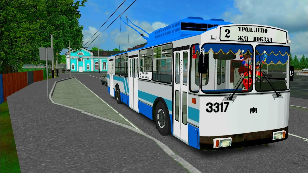 Omsi 2 поездка на троллейбусе АКСМ 101 ПС, по карте Коцюбинск