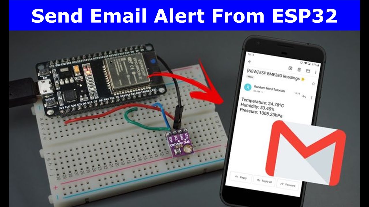 ESP32 Отправка письма со своего аккаунта Gmail на другой аккаунт Gmail || #smtp #emailalert || ES...