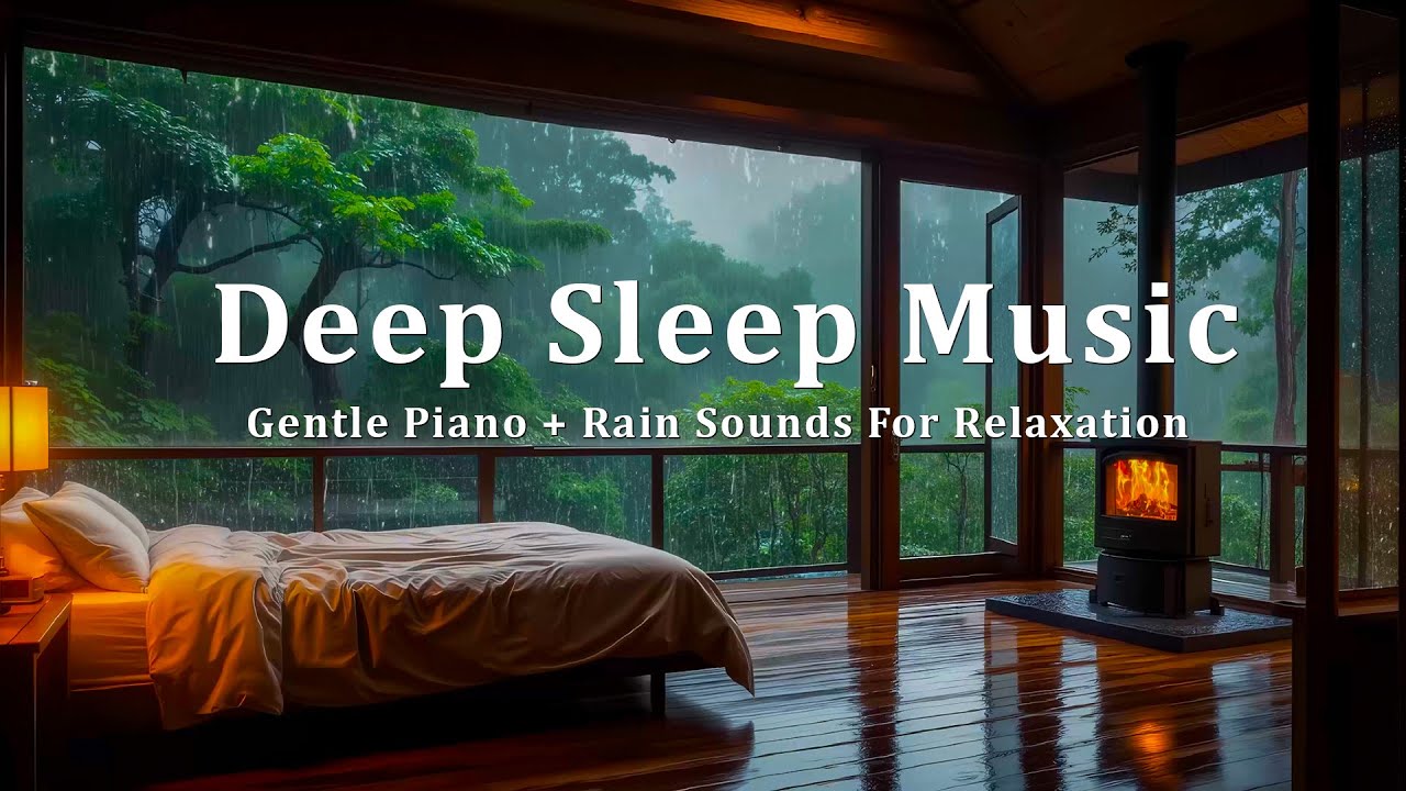 Night Piano Music with Rain Sounds for Sleep, Stress Relief, and Emotional Reset