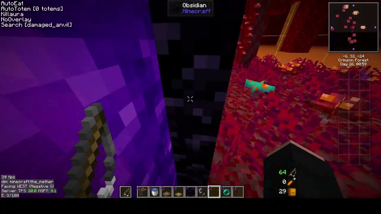 Minecraft 1.21.4  ender pearl stasis chamber testing (with fishing rod)