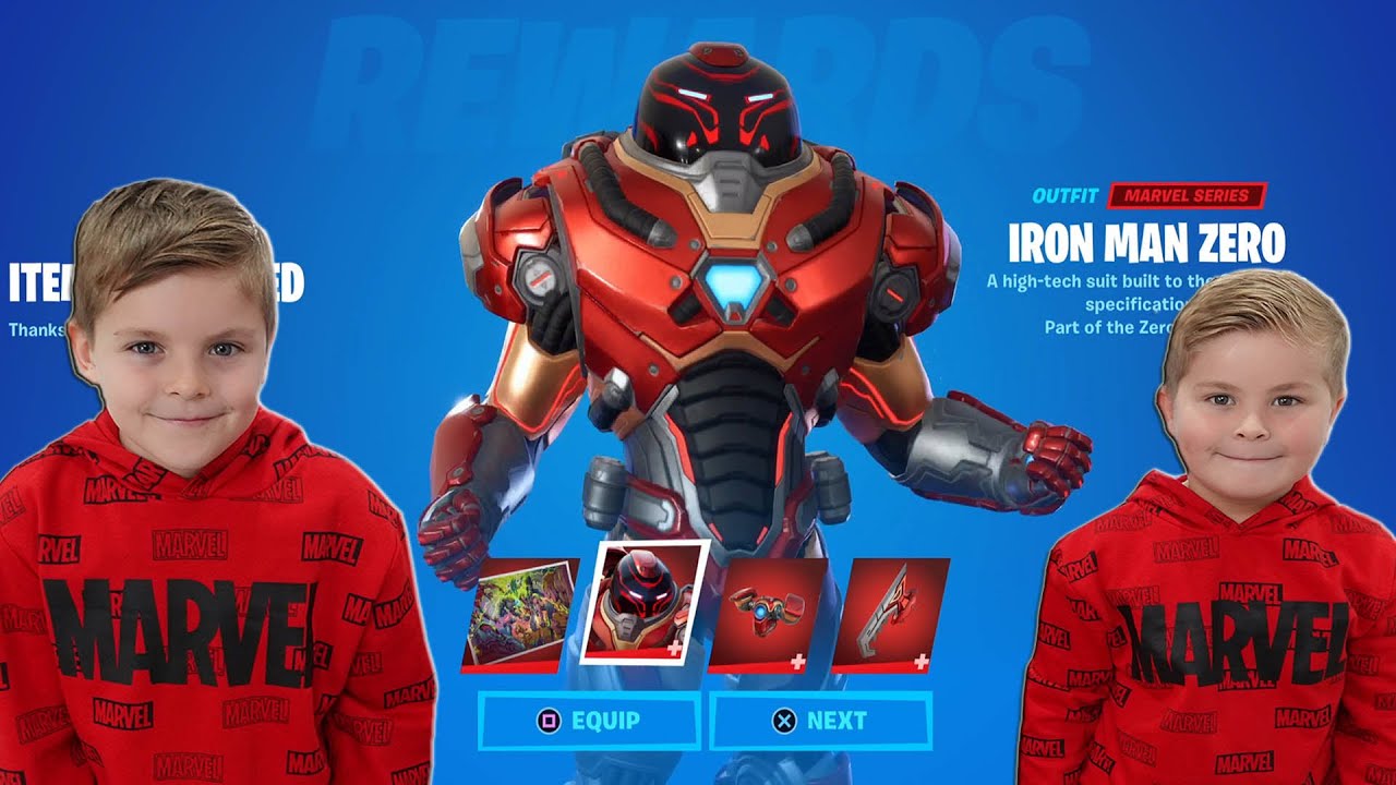 LEVEL 250 Today! & Giving My 2 Kids The FREE iron Man Zero Skin Bundle Unlocking FREE Fortnite Skin