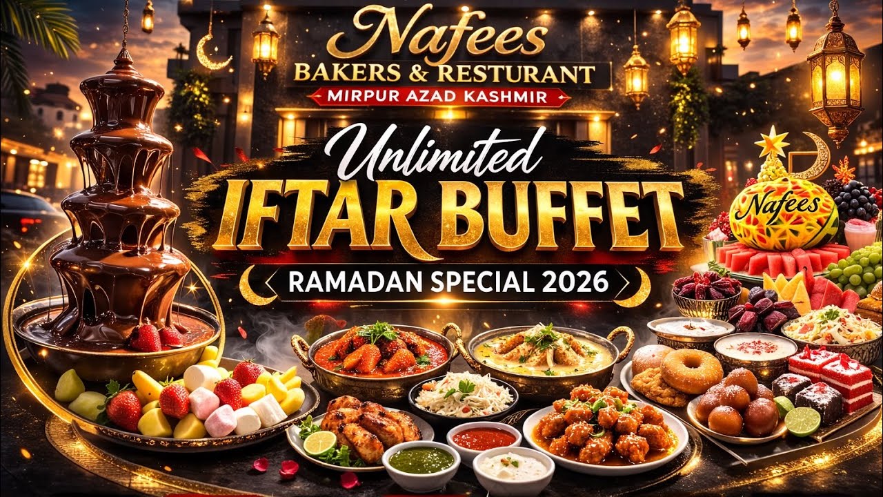 NAFEES BAKERS & RESTURANT MIRPUR 🕌🍫 Unlimited Iftar Buffet | Chocolate Fountain + Dinner