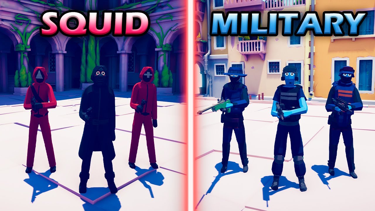 SQUID TEAM vs MILITARY TEAM - Totally Accurate Battle Simulator TABS