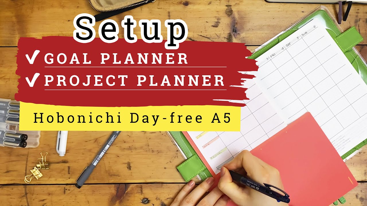 Setting up my goals- and projects planner in a Hobonichi Day-free A5