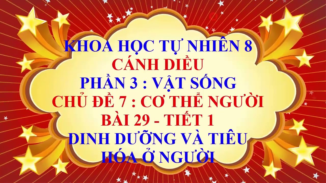 Khoa học tự nhiên lớp 8 - Cánh Diều - Chủ đề 7 - Bài 29 - Dinh dưỡng và tiêu hóa ở người - Tiết 1