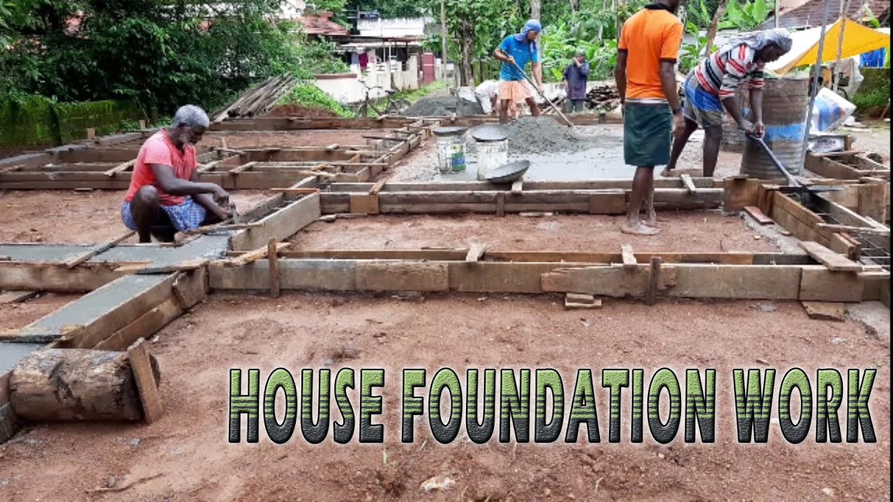 House Foundation Works in Kerala,  building foundation with rocks, concrete foundation beam
