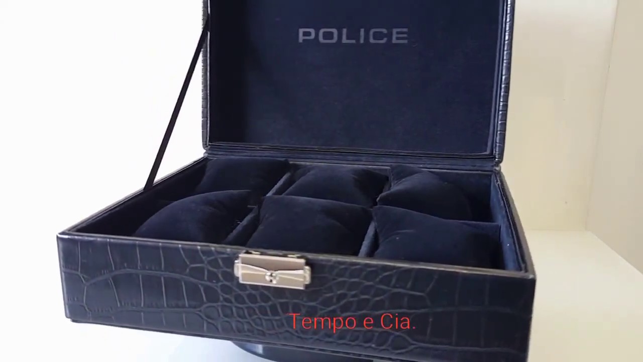 Estojo para 6 rel&oacute;gios com chave by Police  - importado e original