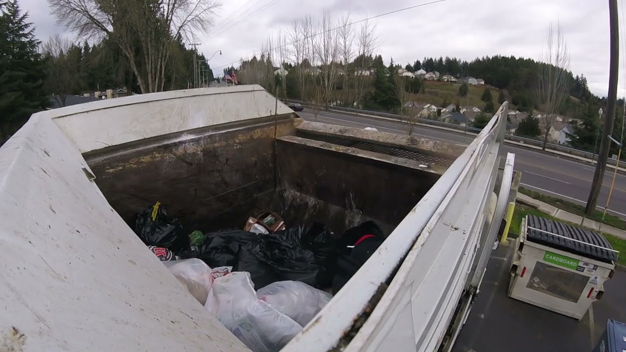 Front Load Garbage Truck Packing Trash Part 2