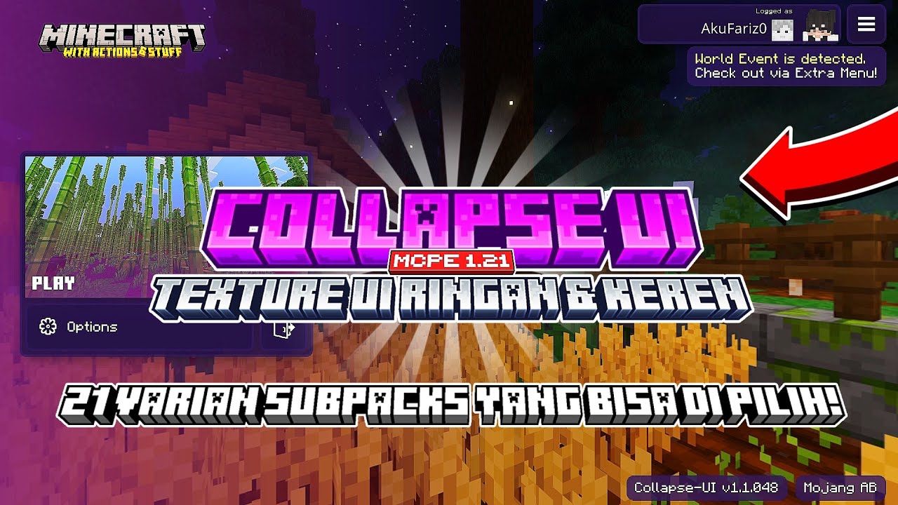 TEXTURE PACK UI MCPE 1.21 TERBAIK!! COLLAPSE UI CLEAN, KEREN & RINGAN + 21&nbsp;VARIAN&nbsp;SUBPACK!