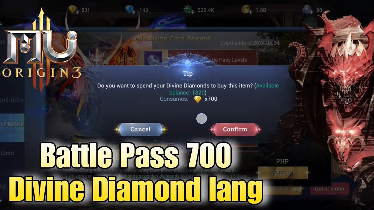 MU ORIGIN 3 Asia pakita ko mga boss pano pag bili ng Battle Pass gamit ang Divine Diamond