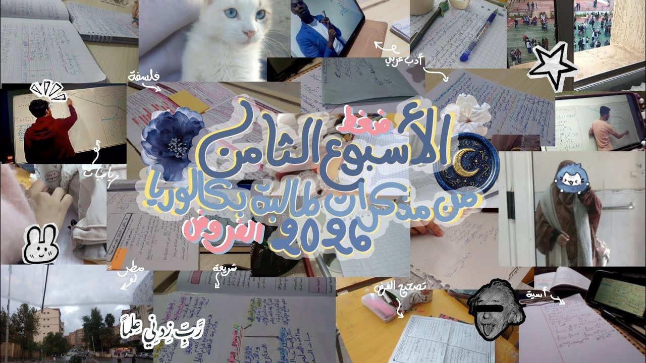 مذكرات طالبة بكالوريا 2026 🌷 | الأسبوع الثامن 🤍