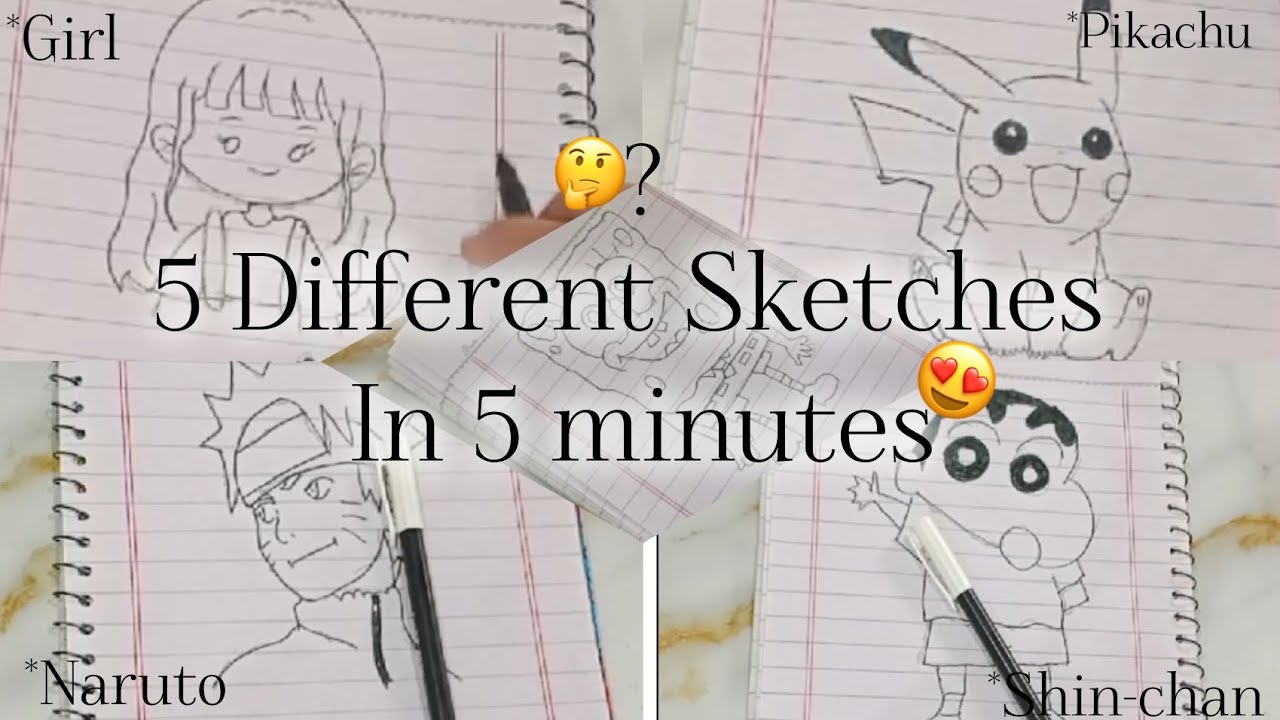 P-02 | 5 Different Sketches in 5 minutes 😍 |Faizaartndcraft 