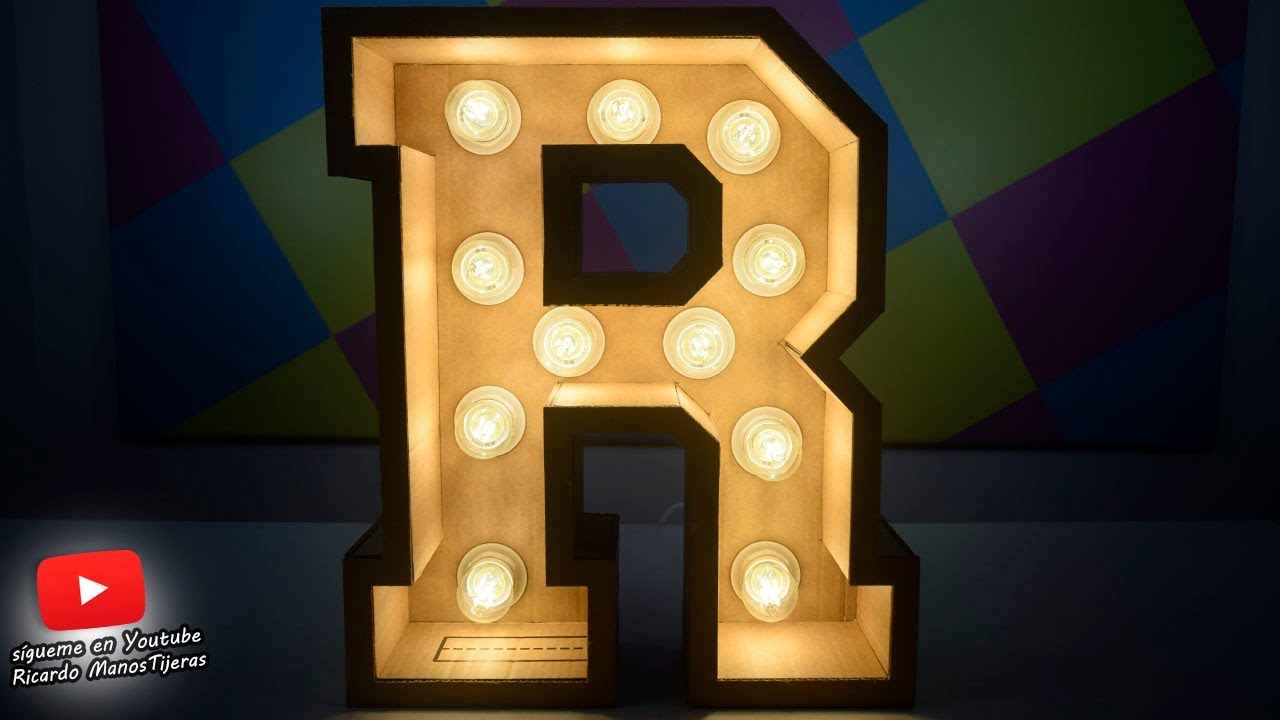 CÓMO HACER LETRAS 3D CON LUZ DE CARTÓN|Manualidades Reciclaje