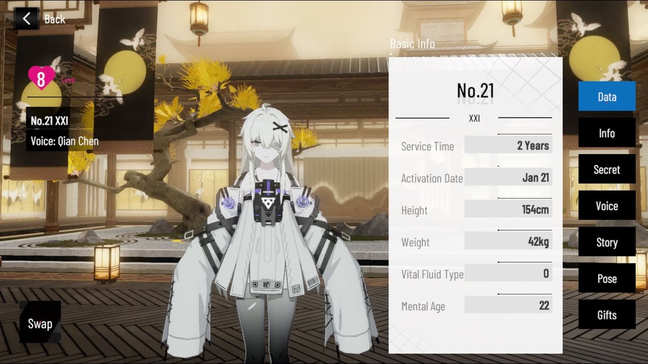 No. 21 XXI - All Voice Lines (JP + CN) + Secrets - Level 8 Affection - Punishing Gray Raven