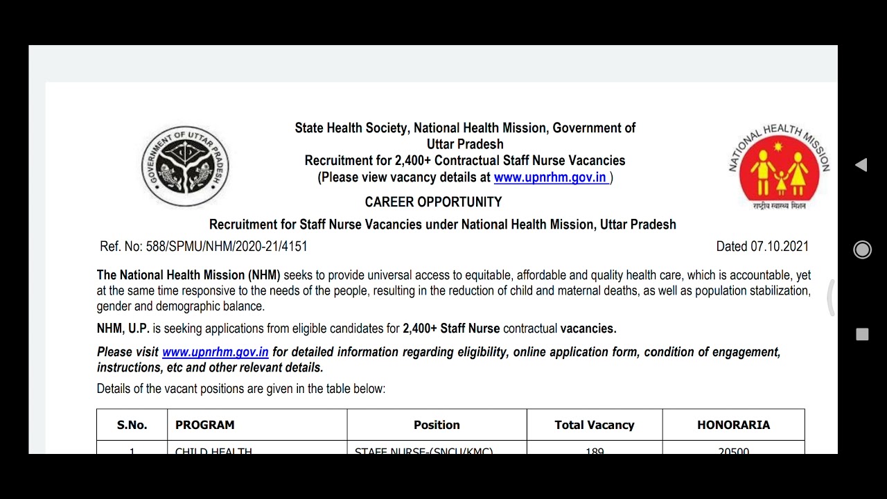 STAFF NURSE 2400+ VACANCY UP NHM | #UpSTAFFNURSE #UPNHM #NHMUP #NHM