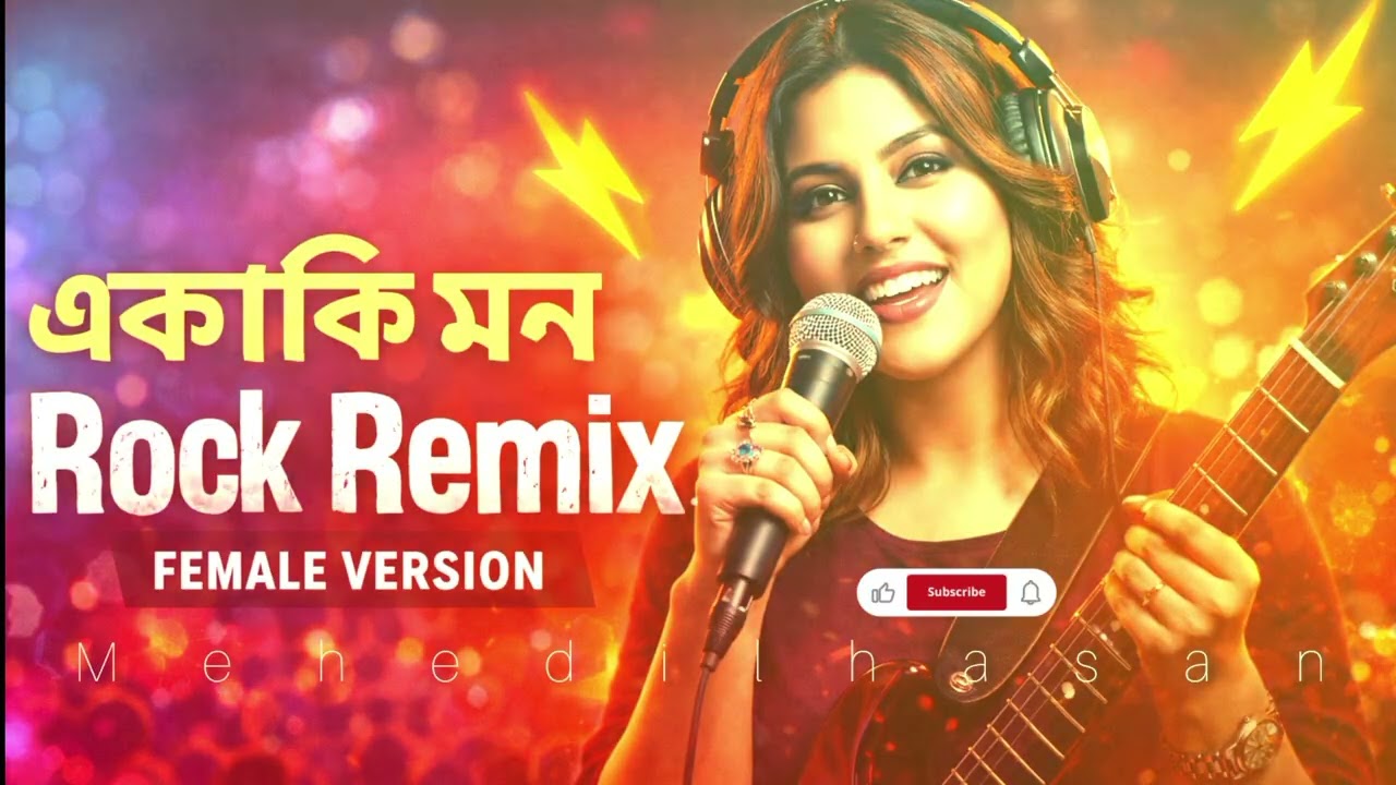 একাকি মন আজ নিরবে 😓 bangla new rock and remix music female version 2026