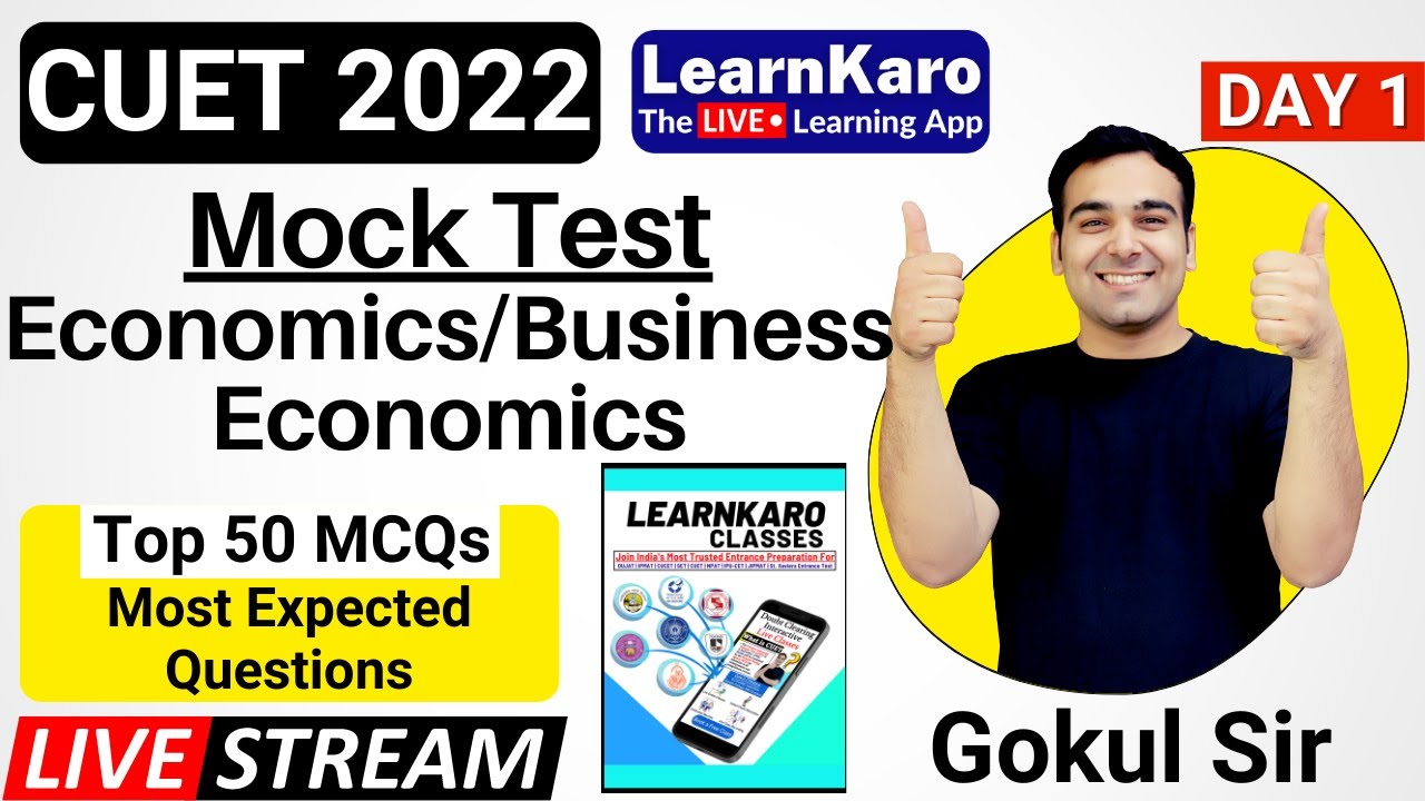 CUET Mock Test | Economics Domain Top 50 MCQs @CUET LearnKaro Classes​