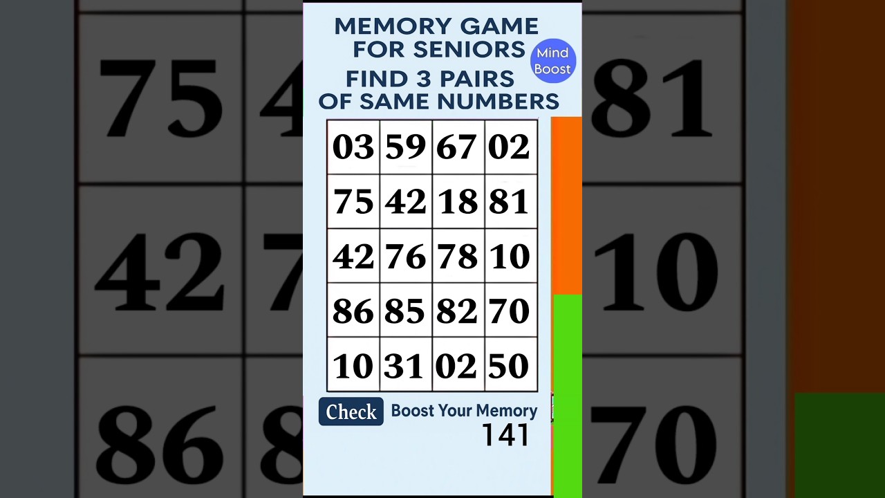 Senior Brain Training Made Easy: Match the Numbers