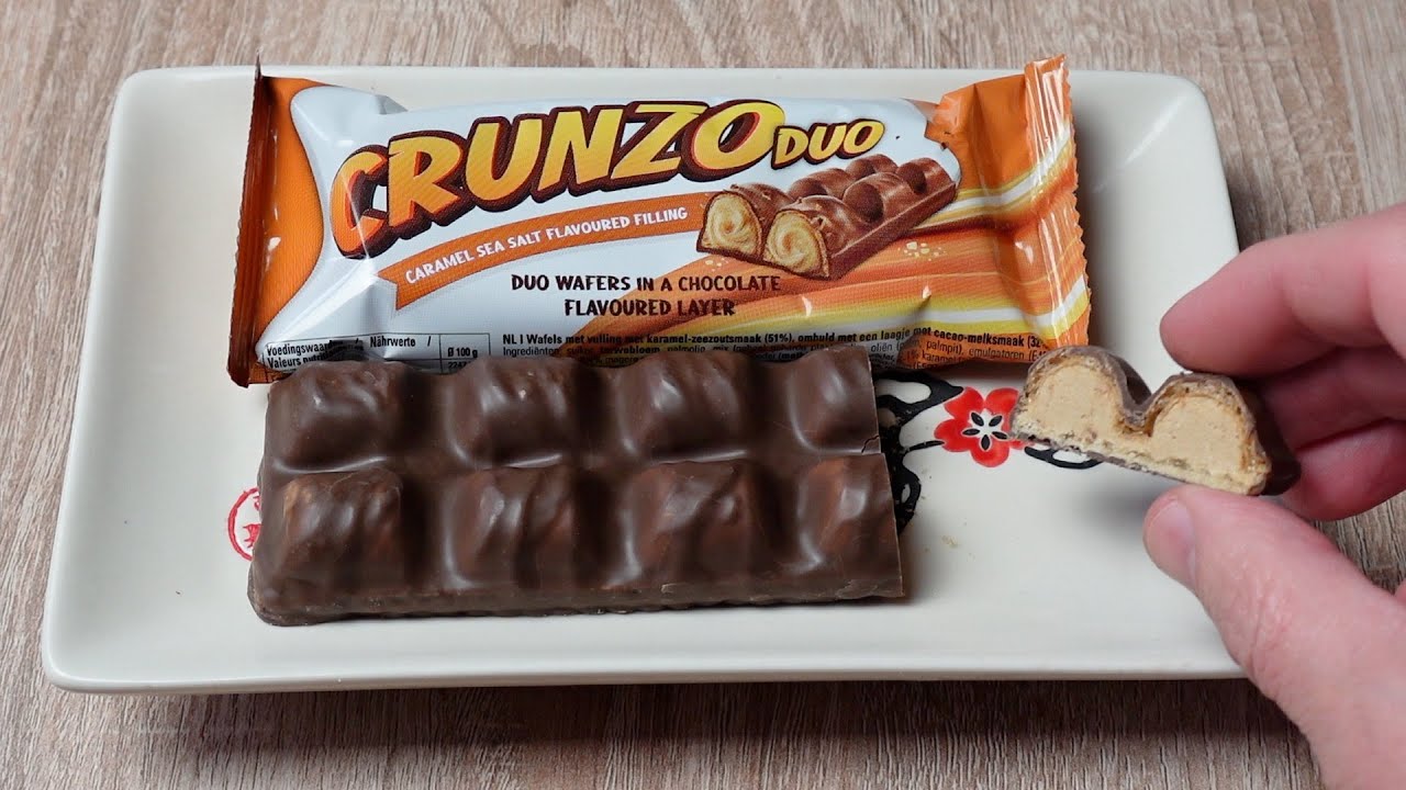 Crunzo Duo Caramel Sea Salt 🍫 Waffelriegel mit Karamell-Meersalz-Geschmack & kakaohaltiger Glasur 🤩