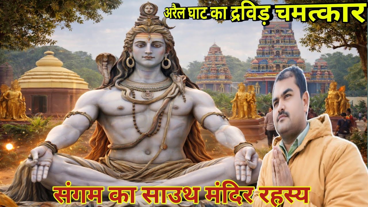 उत्तर भारत में साउथ इंडियन मंदिर? | प्रयागराज अरैल घाट मंदिर दर्शन | South Indian Temple  Prayagraj
