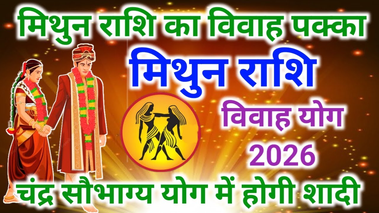 मिथुन राशि का विवाह योग | 2026 में बन रहा चंद्र सौभाग्य योग | Mithun Rashi Vivah yog 2026