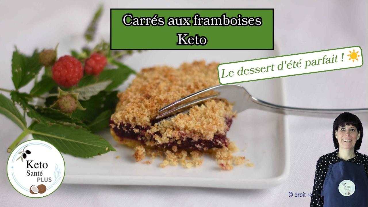 CARRÉS aux Framboises KETO / Cétogène / Sans Gluten / Parfait comme DESSERT ou DÉJEUNER