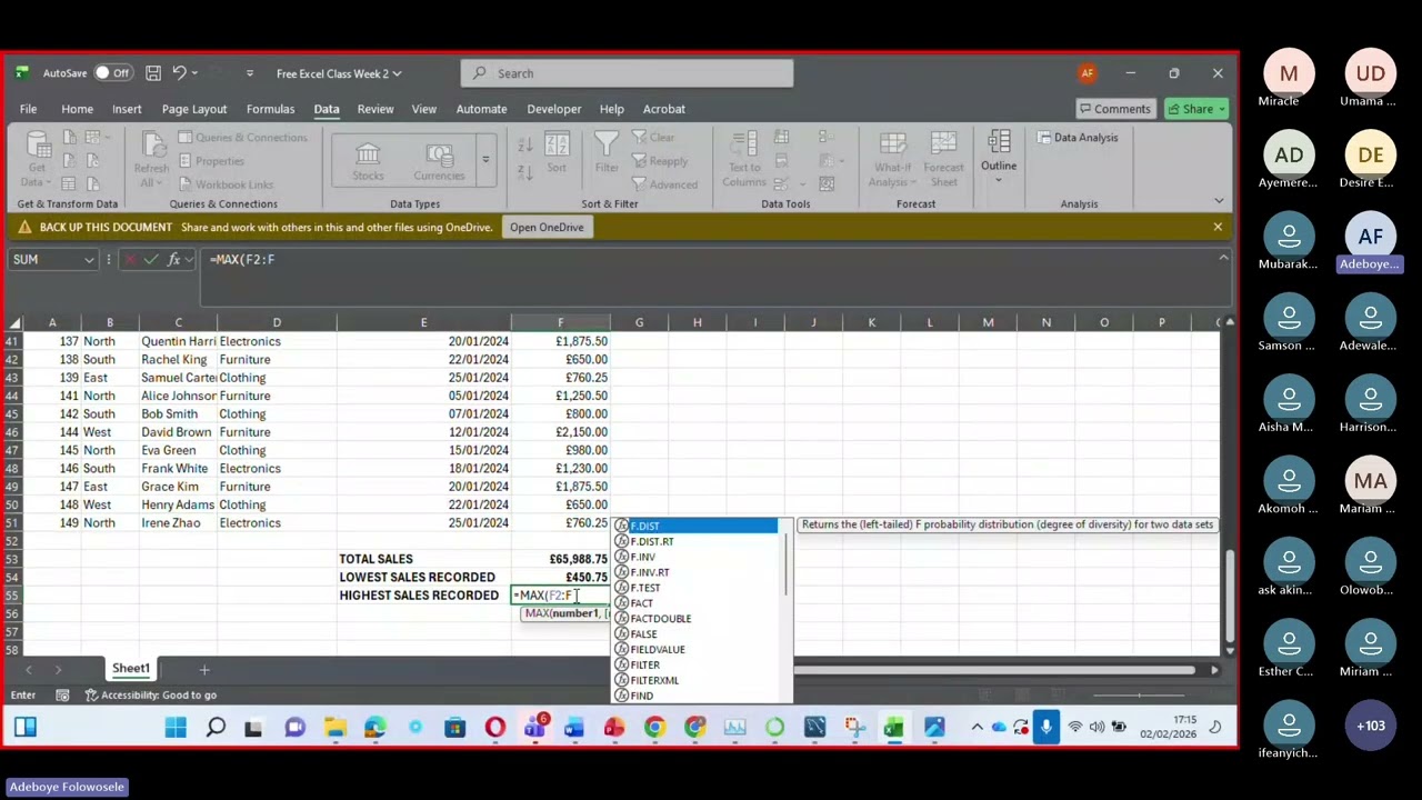Free Excel Class 2026 Week 2