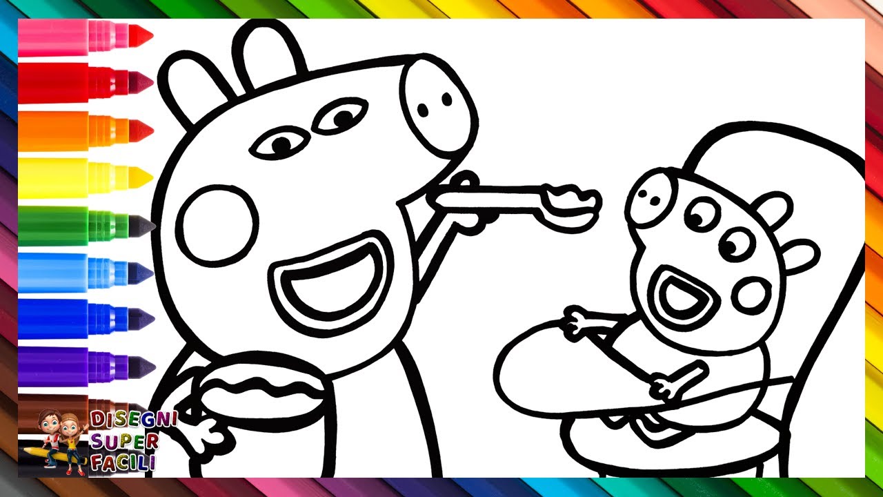 Disegnare E Colorare Peppa Pig Che Dà Da Mangiare A Baby Alexander 🐷🥣🍼 Disegni Per Bambini