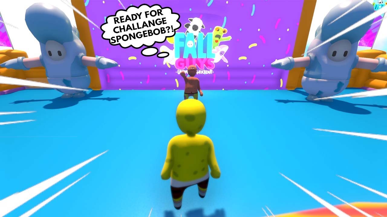 SPONGEBOB AND PATRICK HAVING FALL GUYS COMPETITION  in HUMAN FALL FLAT