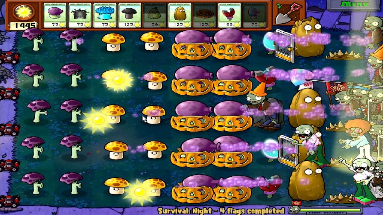 Plants VS. Zombies (PC) // Survival: Night - 100% Walkthrough