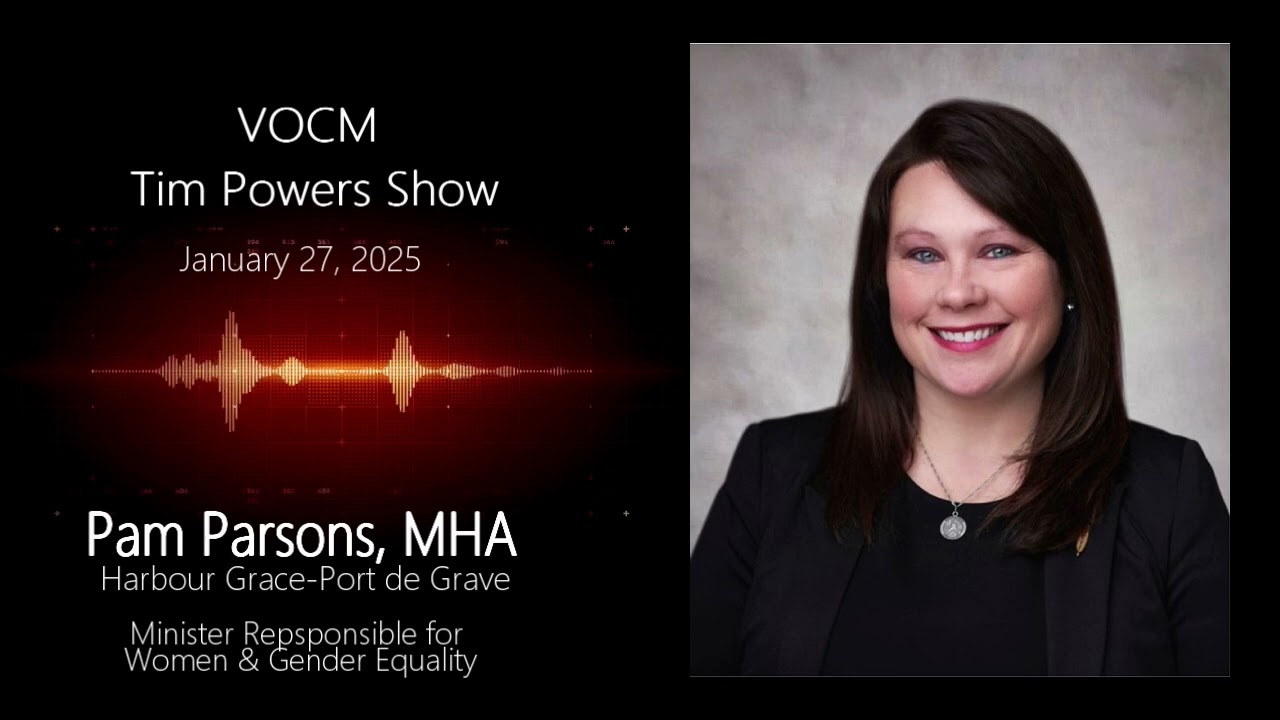 MHA Pam Parsons speaks on the VOCM Tim Powers Show about Menstrual Equity, January 27, 2025