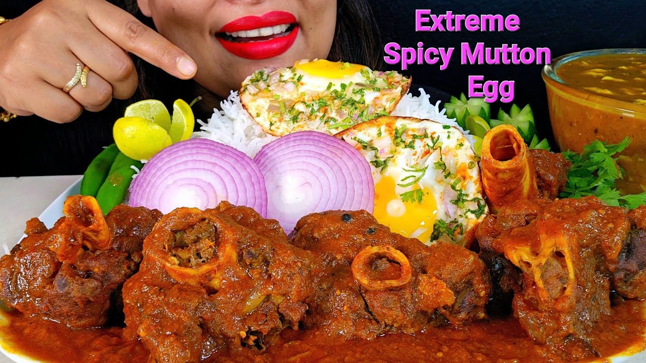 ASMR:Extreme Spicy Mutton+Mashkalai Dal+Egg‼ZAKIA-SPICY ASMR
