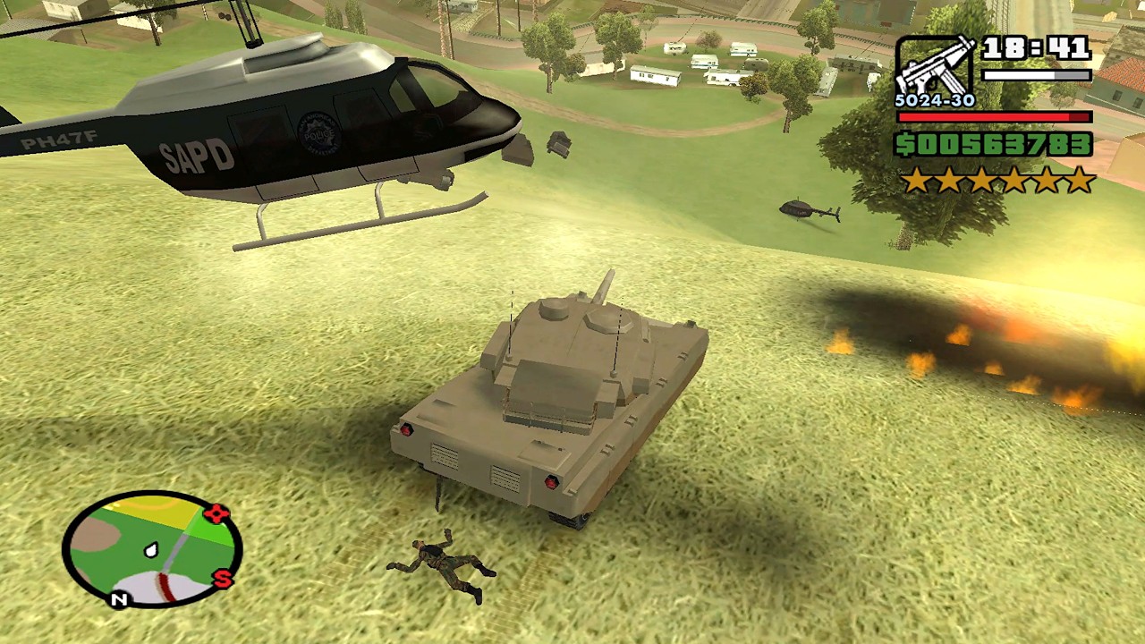 ⭐⭐⭐⭐⭐⭐SIX STARS WANTED LEVEL RAMPAGE WITH TANK | 6 STAR WANTED LEVEL ESCAPE IN GTA SAN ANDREAS