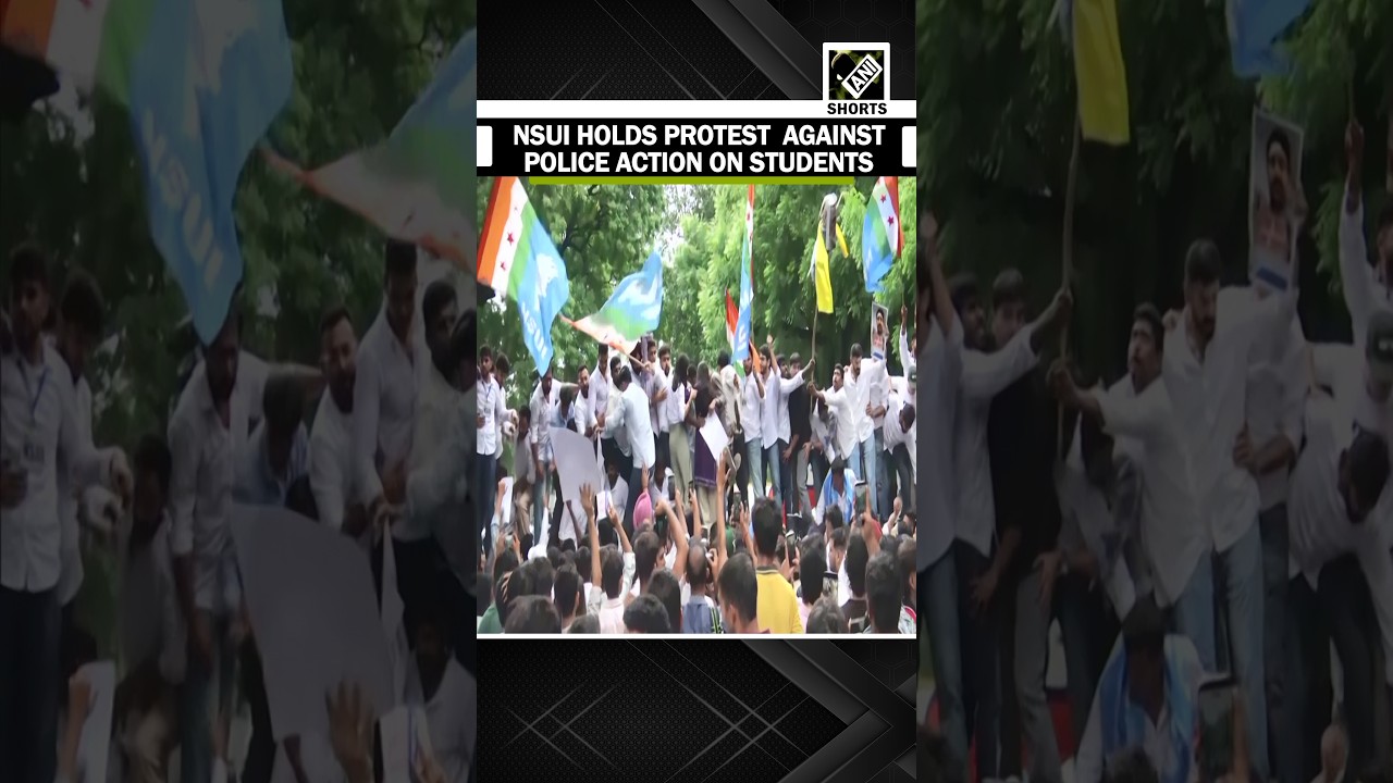 NSUI holds &lsquo;students&rsquo; justice march&rsquo; against alleged violence and use of pellet guns on students