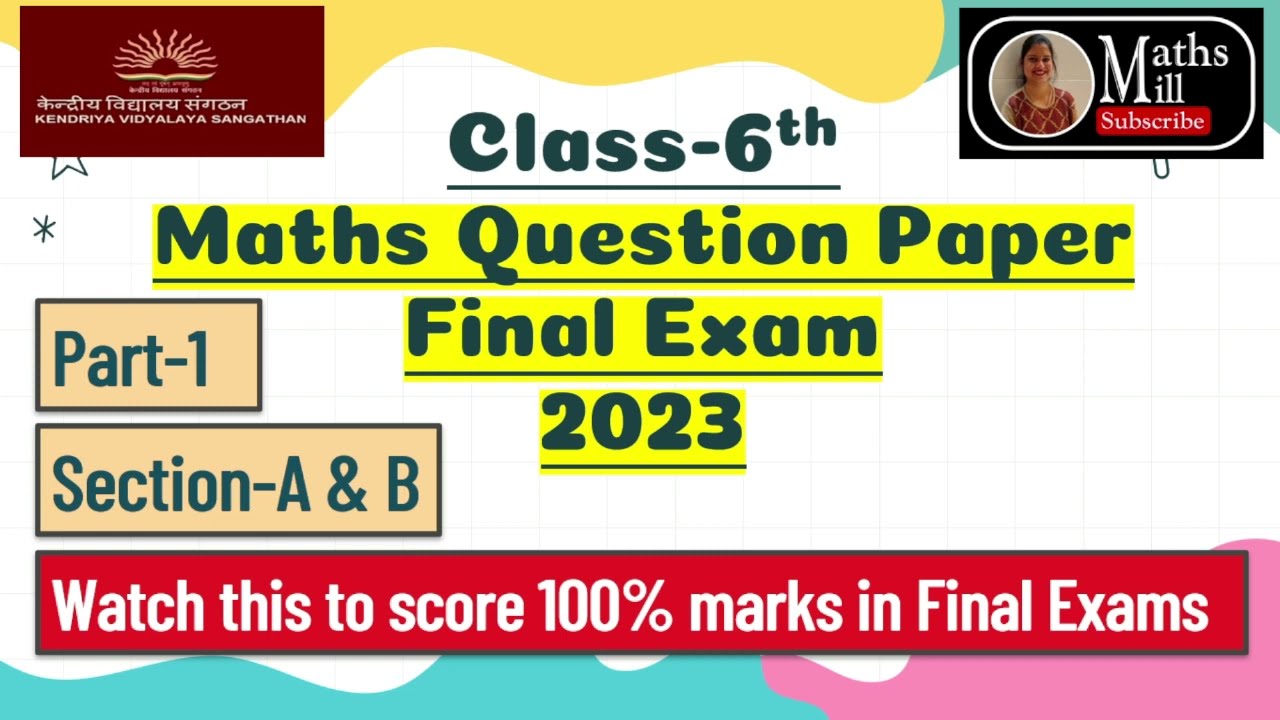 Term 2 Question Paper Class 6 Maths  2023 | Class 6 Maths  KV Final Exam Sample Paper | Annual Exam