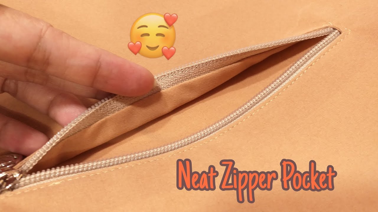 How to make neat zipper pocket/Cara membuat saku retsleting mudah & rapi..