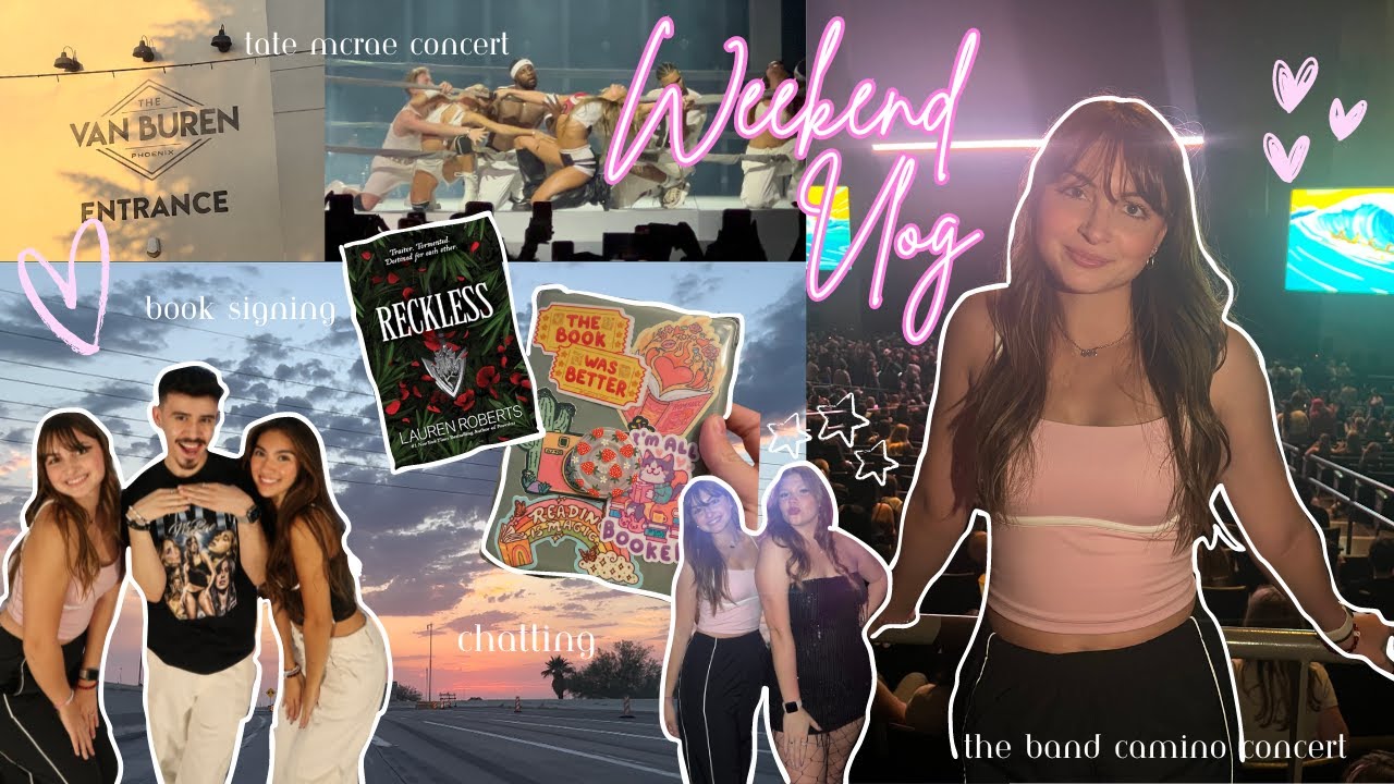 weekend vlog | book signing, tate mcrae concert, chatting + more! 🎵📚🩷