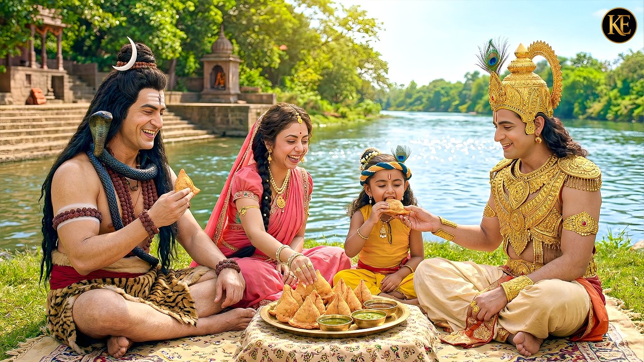 “यशोदा मैया, बाल कान्हा, महादेव और नारायण भगवान ने साथ में समोसा खाया || YMKN || Krishan leela