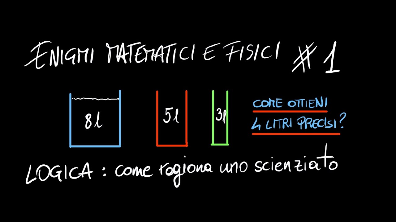 #enigmi 1 MATEMATICA, FISICA e LOGICA: come ragiona uno scienziato, problema delle 3 caraffe