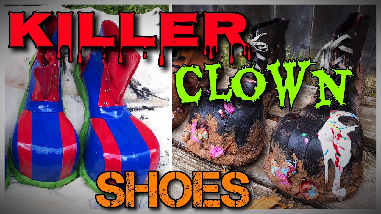Killer Clown Shoes Makeover Halloween Costume Progress DIY Distressing Cheap Shoes