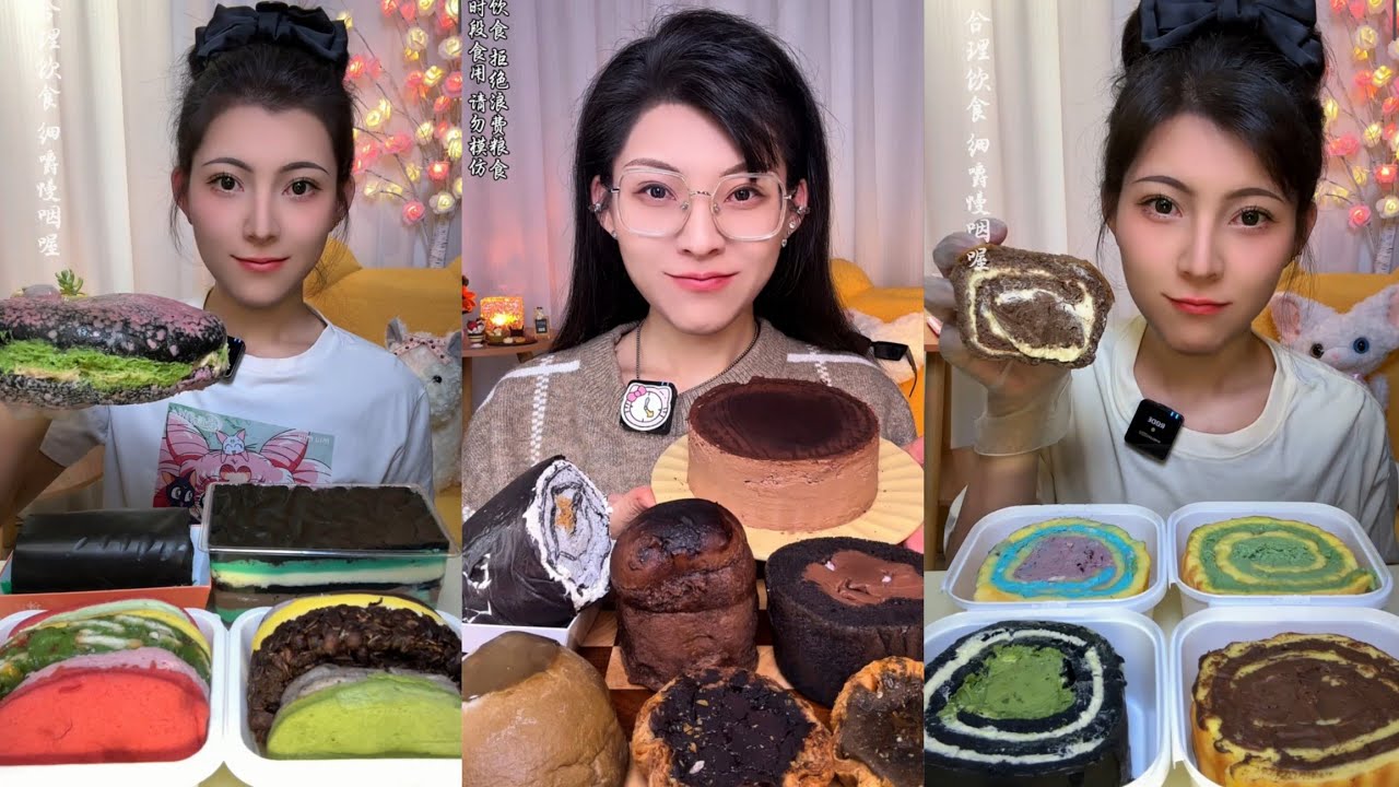 ASMR] Dessert Mukbang🎂🍰🍫🧀🍪🍩(Creamy Crepe Cakes) 디저트 먹방 #chocolate #cakes #creamycake