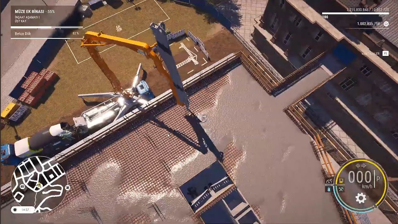 Construction Simulator Müze Ek Binası İnşaatı Üçüncü Katın Temel Betonunu Döküyoruz